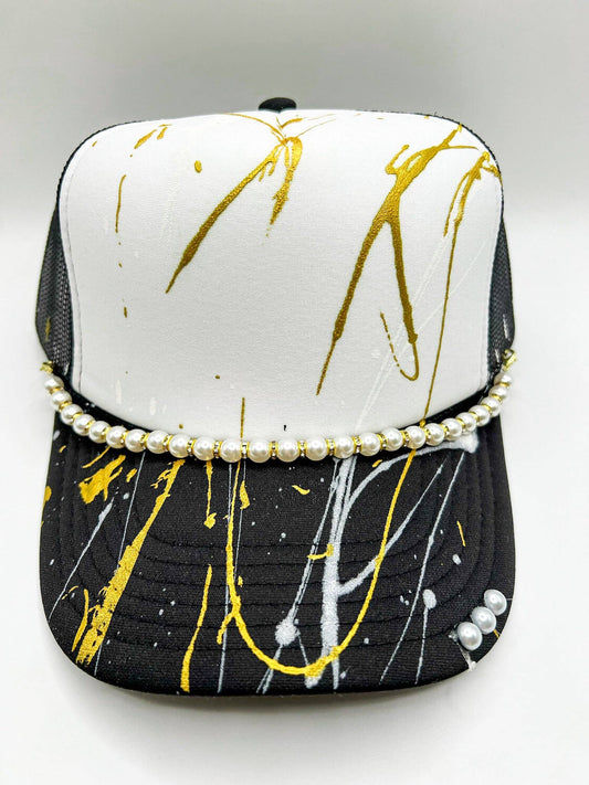 Hat Chain: Pearls and Gold Band