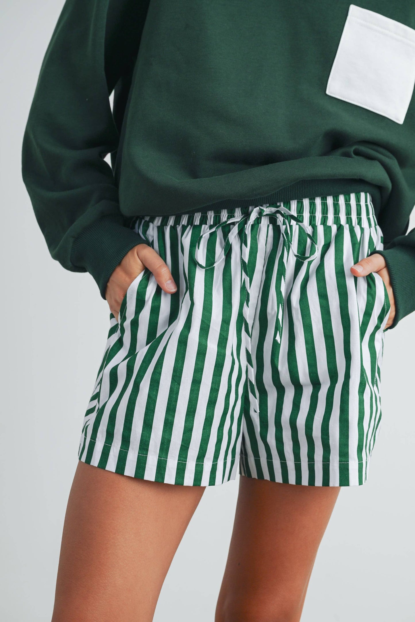 STRIPED DRAWSTRING POCKET BOXER SHORTS - BMP7534