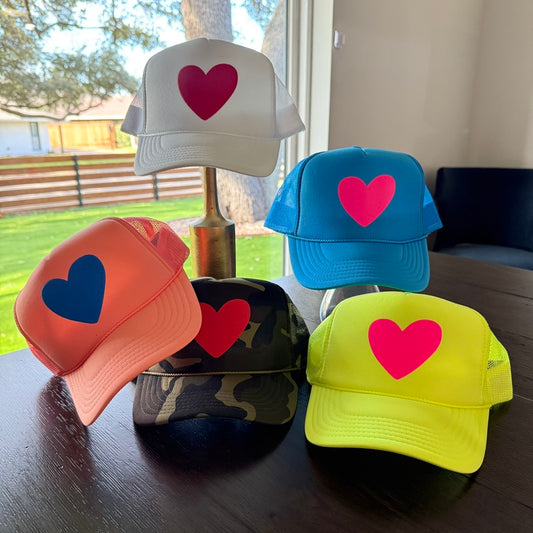 Heart Trucker Hat | Puff Ink | Love | Gifts for Her