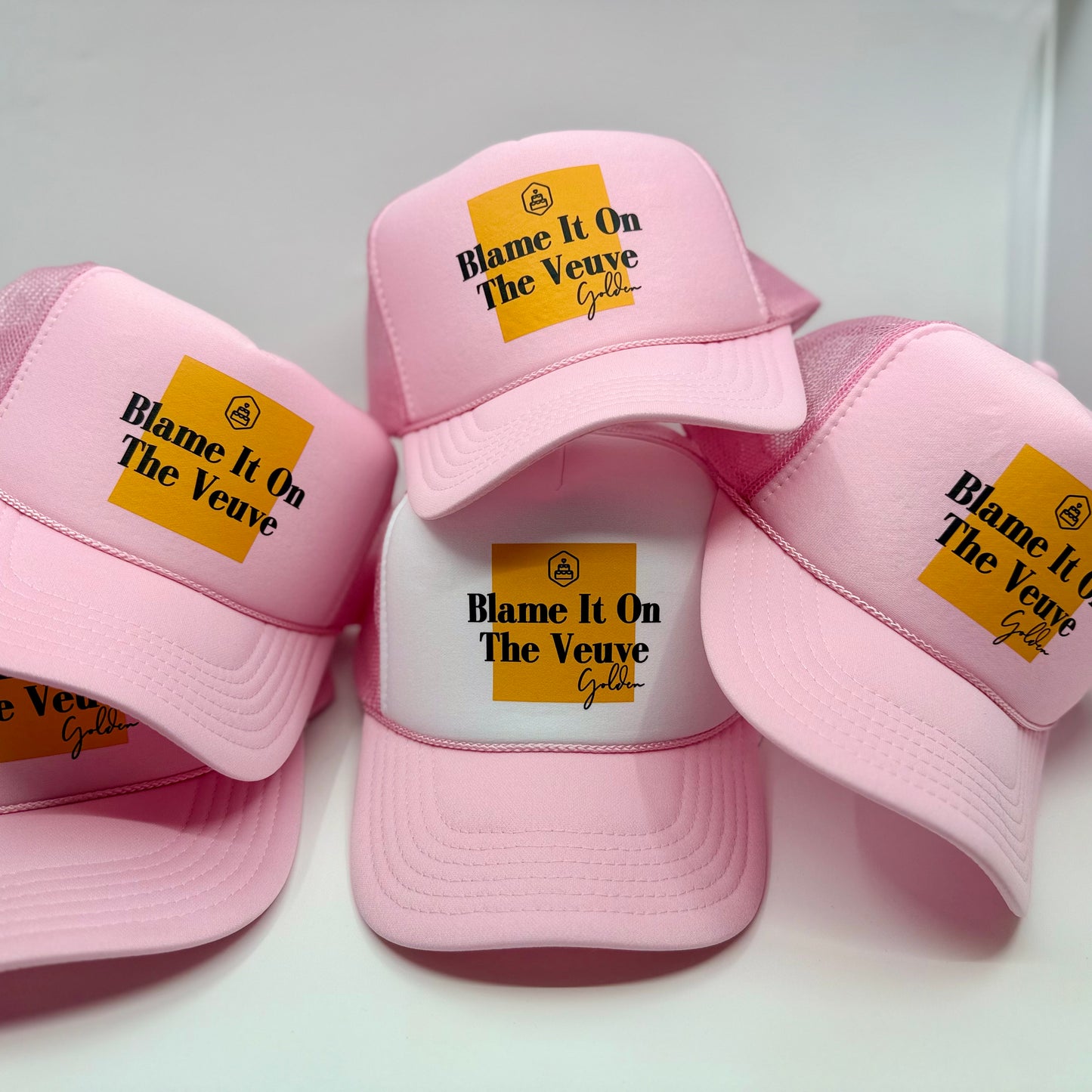 Blame It On The Veuve Trucker Cap for Birthday Cheers Golden Bachelorette