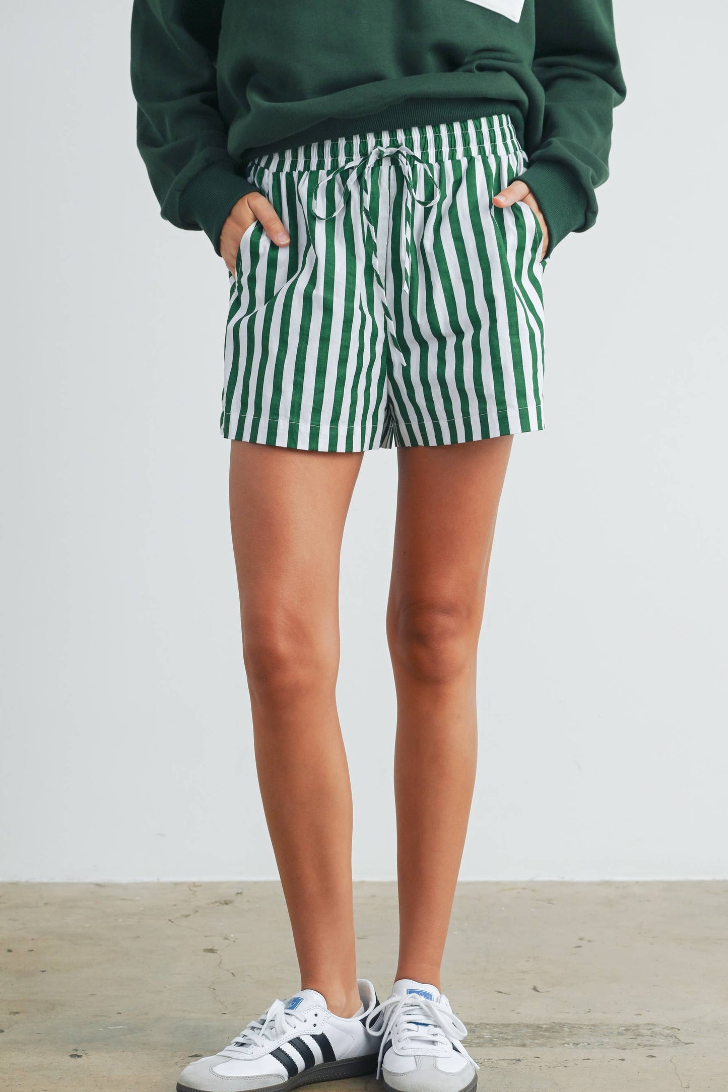 STRIPED DRAWSTRING POCKET BOXER SHORTS - BMP7534
