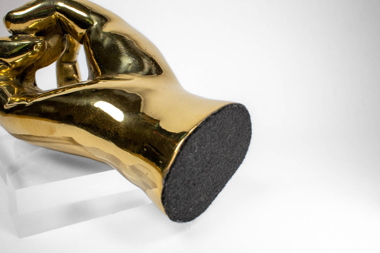 "Rock On" or "Hook 'Em, Horns" Hand Sign Sculpture in Brass