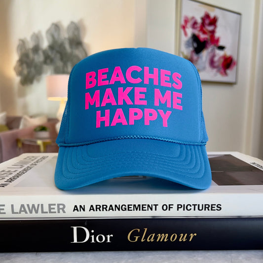 Beaches Make Me Happy Trucker Hat | Girls Trip | Vacation | Gift for Her