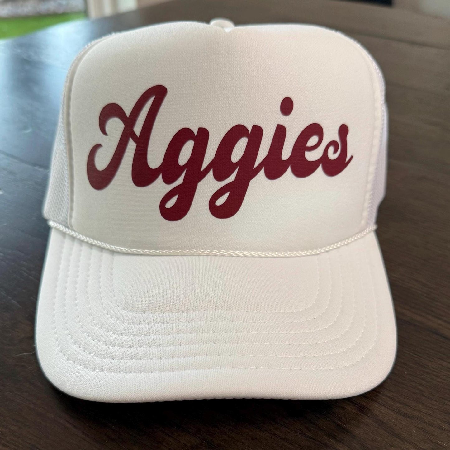 Stylish Aggies Trucker Hat in 3 custom fonts- Show your Aggie Pride!