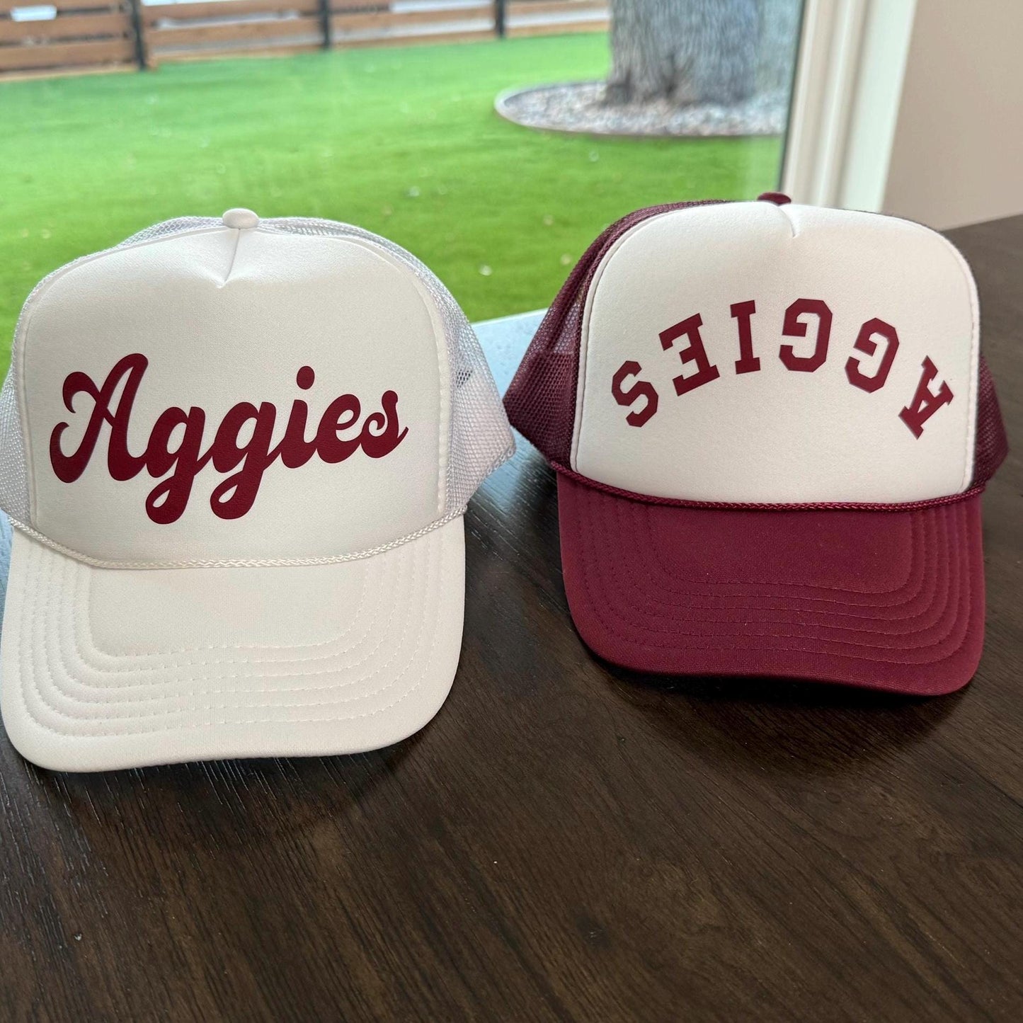 Stylish Aggies Trucker Hat in 3 custom fonts- Show your Aggie Pride!