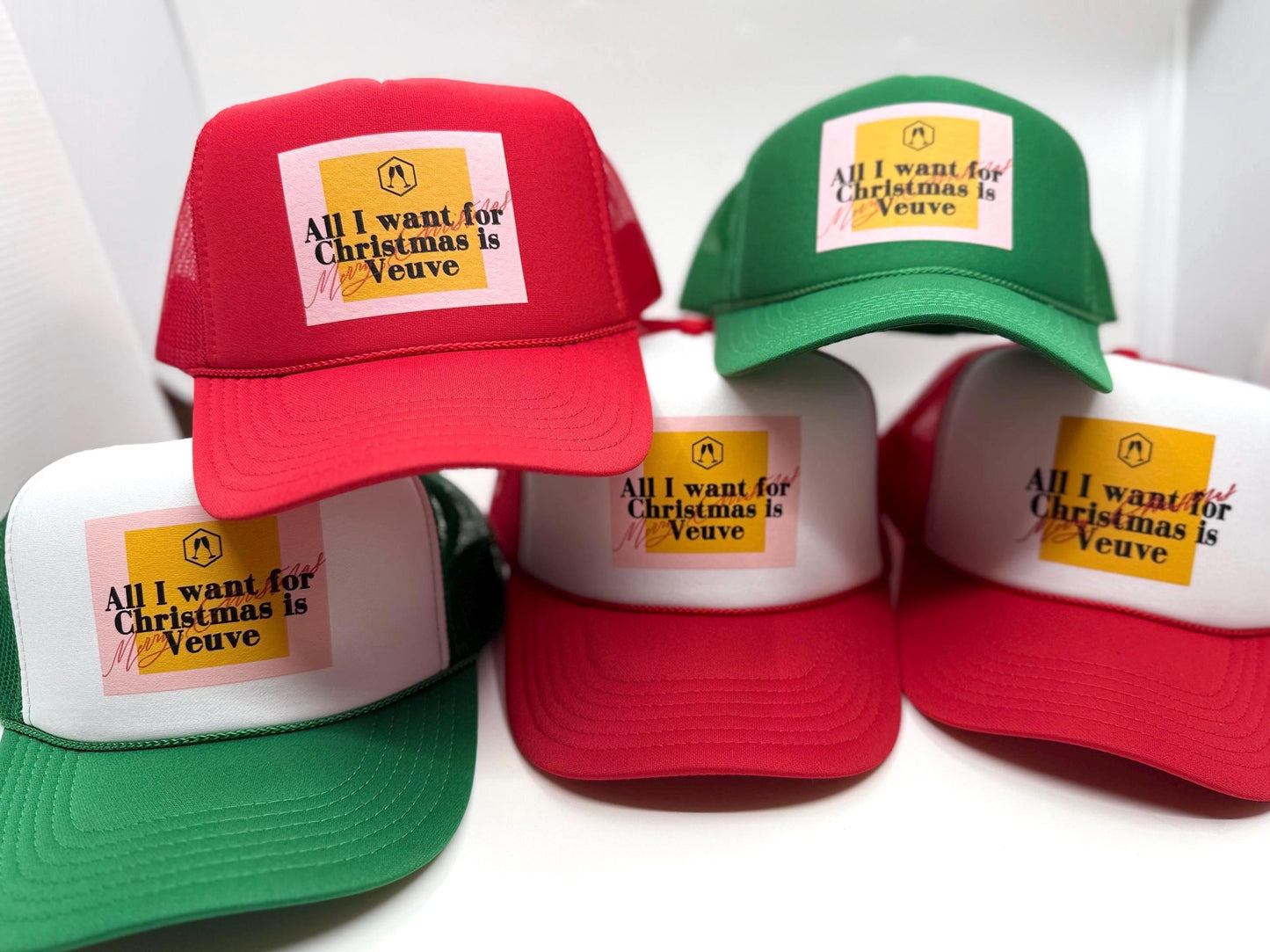 Veuve CHRISTMAS Trucker Cap "All I want for Christmas is Veuve"  | Gift for her