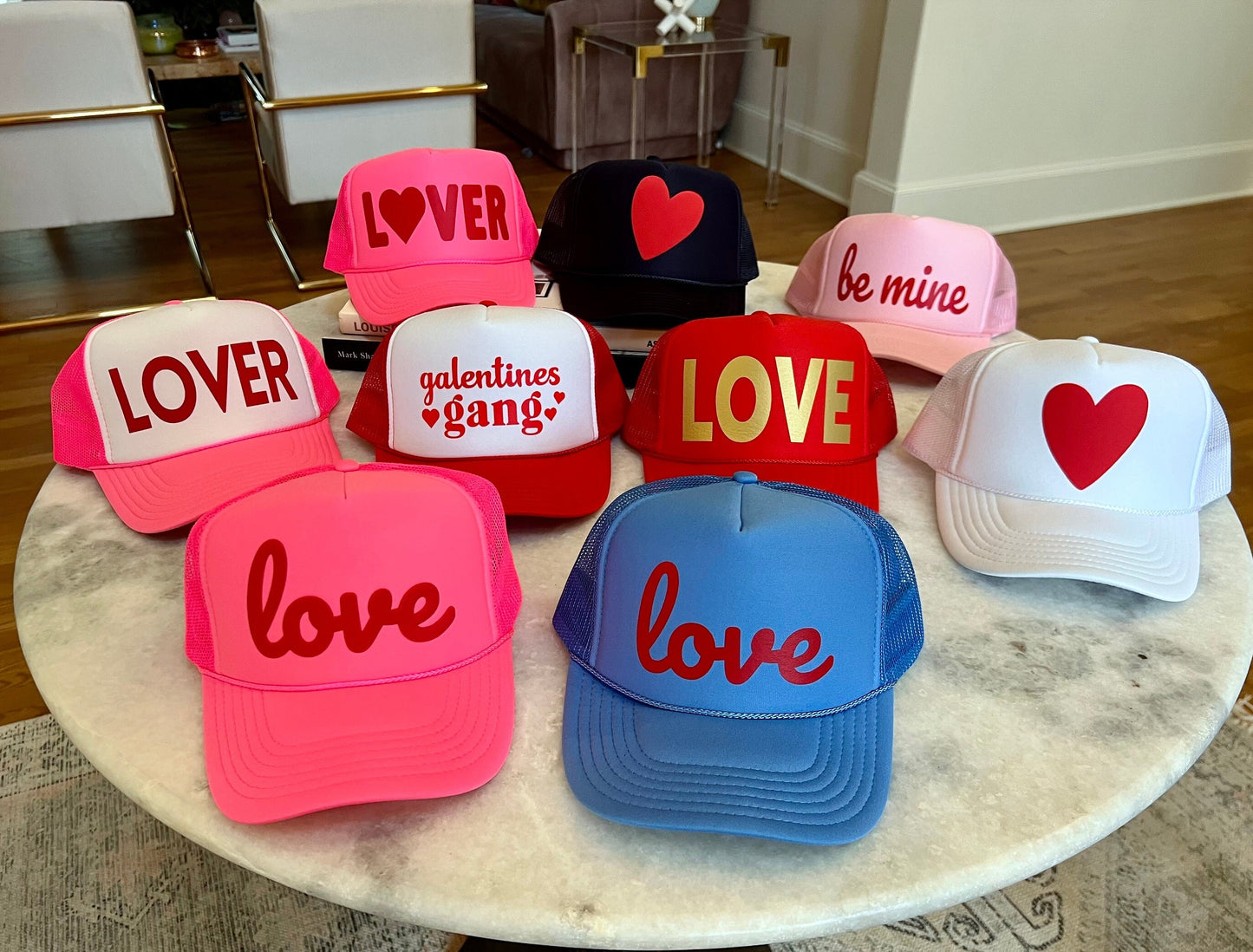 Valentine Trucker Hats, Love, Be Mine, Lover, Galentines, Heart